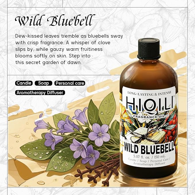 HIQILI Wild Bluebell Fragrance Oil for Diffuser, Candle & Soap Craft