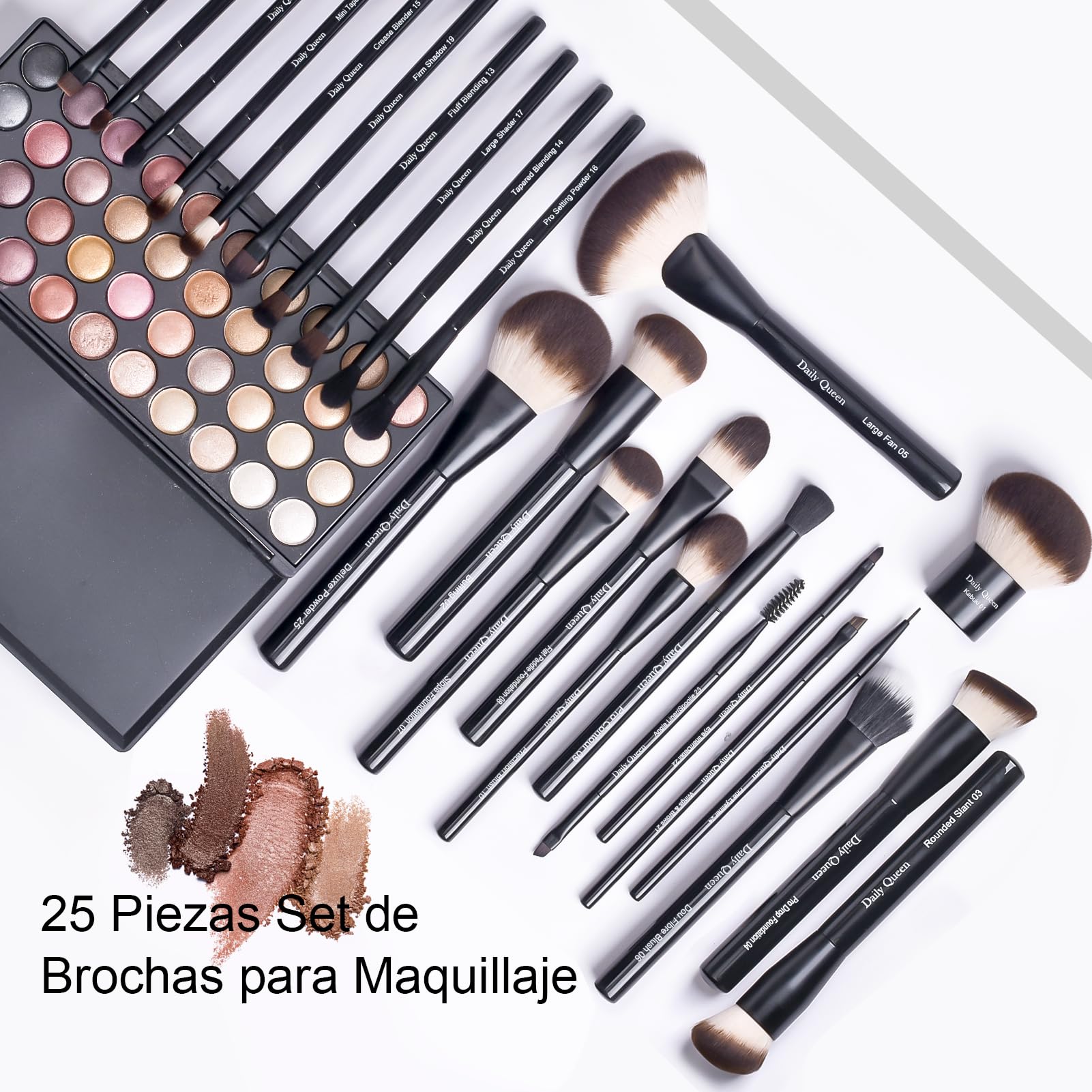 25 pcs Makeup Brush Set Holder Black Professional Kabuki Powder Concealers Eye shadows Blush Eyeliner Eyebrow Contour Eye blending Brushes (25pcs brush with box)