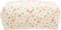 Cozy Makeup Bag for Women,Zipper Cosmetic Pouch,Ribbing Beige Floral