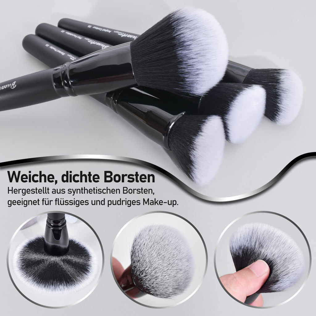 Bueart Design 19Pcs Ultra Soft Black Labeled Dense Hair Makeup Brushes Set
