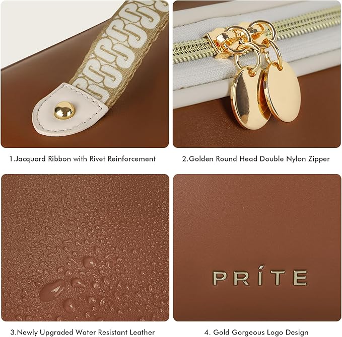 Prite Makeup Bag Travel Toiletry Bag Open Flat Cosmetic Organizer for Women