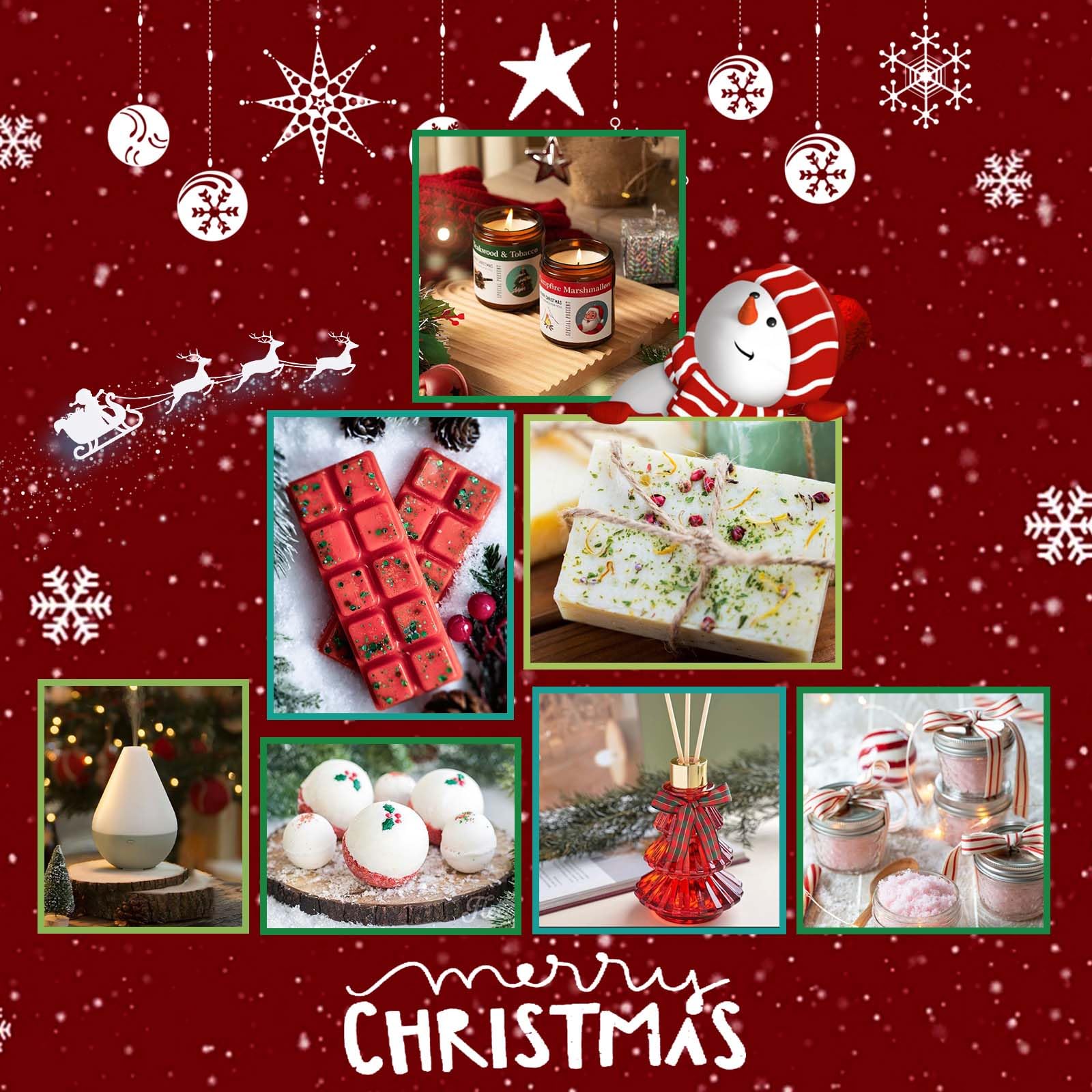 WUSEONY Christmas Fragrance Oils Set, Essential Oils for Diffusers Home, Aromatherapy Oils Gift for Candle Making - Christmas Tree, Apple Cinnamon, Gingerbread, Candy Cane, Sugar Cookie, Hot Chocolate