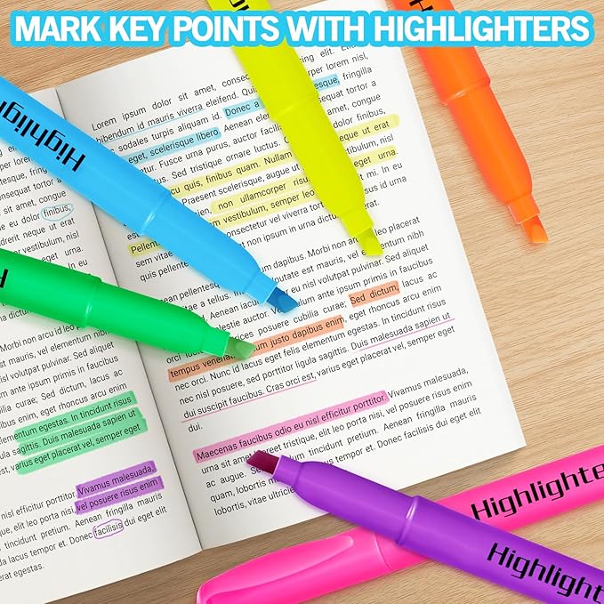 YEGEER Highlighters, Chisel Tip Dry-Quickly Highlighter Markers, 216 Count-6 Assorted Colors Highlighters Bulk Pack for Adult Kids, Office Classroom Must Have, School Supplies for Teachers