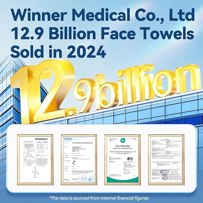 Winner Disposable Face Towels, 100% Cotton, 3600 Count (36 Bags)
