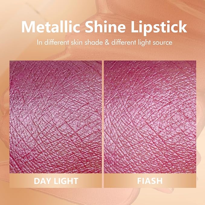 MAKI YIKA Metallic Pink Lipstick Long Lasting Hot Pink Lipsticks for Women