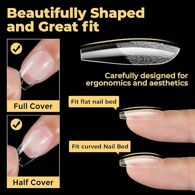 UNA GELLA 600Pcs Short Coffin Nail Tips, Short Coffin Press On Nails