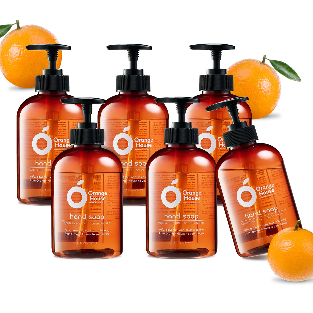 ORANGE HOUSE Natural Liquid Hand Soap, Cold-Pressed Orange Oil, 6 Pack