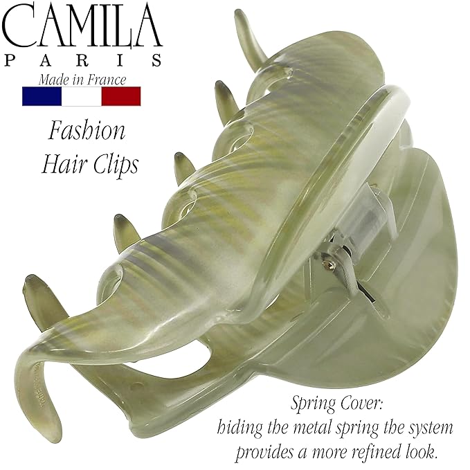 Camila Paris CP3217 French Hair Clips for Women, 3.5" Large Claw Clip Strong Hold All Day, Girl Large Claw Clips for Thick Hair, No Damage No Slip Flat Clip for Women. Made in France