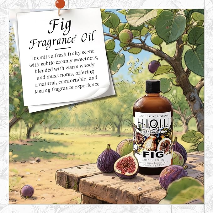 HIQILI Fig Fragrance Oil, DIY Perfume, Add to Bath & Body Products - 150ML