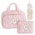 YOOLIFE Graduation Gifts for Her - Hanging Toiletry Bag for Women, Travel Toiletry Bag Makeup Bag, Personalized Travel Essentials for Women - Letter G Pink