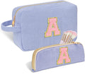 Sernaxi Personalized Initial Makeup Bag Trendy Stuff Corduroy Cosmetic Bag Travel Toiletry Bag, Valentine’s Day Gift Makeup Organizer Case & Makeup Pouch for Women Teen Girls Mom Girlfriend Wife