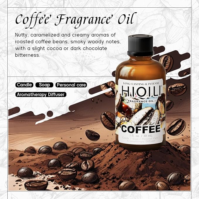 HIQILI Coffee Fragrance Oil for Candle Making & Diffusers Use - 1 Fl Oz
