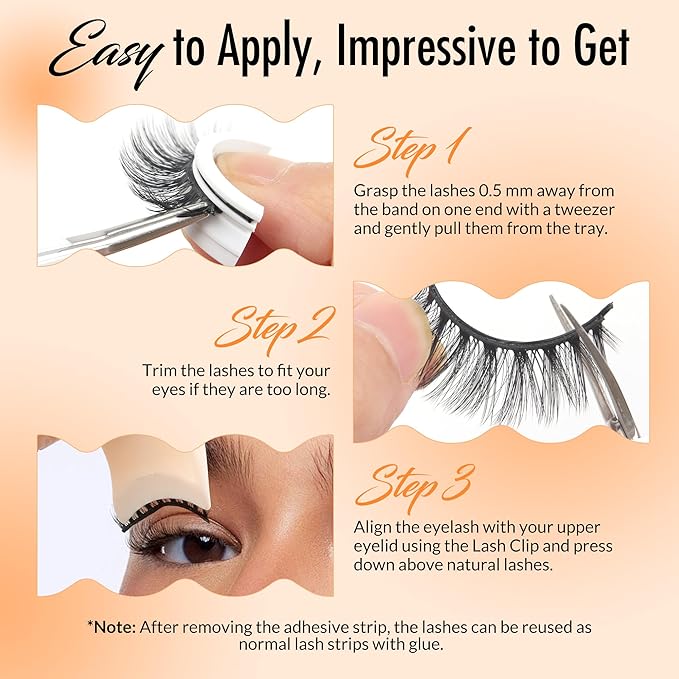 Bepholan Self Adhesive Eyelashes Natural Look Press On Lashes No Glue Needed Pre Glued Eyelashes Reuseable Waterproof Self Adhesive Lashes Wispy Fluffy Lashes with Tweezer3 Pairs Pack