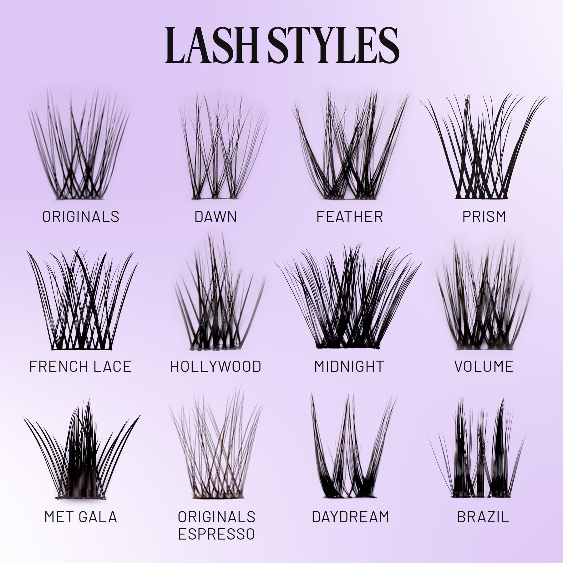 Lilac St Volume Lash Clusters for DIY Lash Extensions, Volume, 14mm