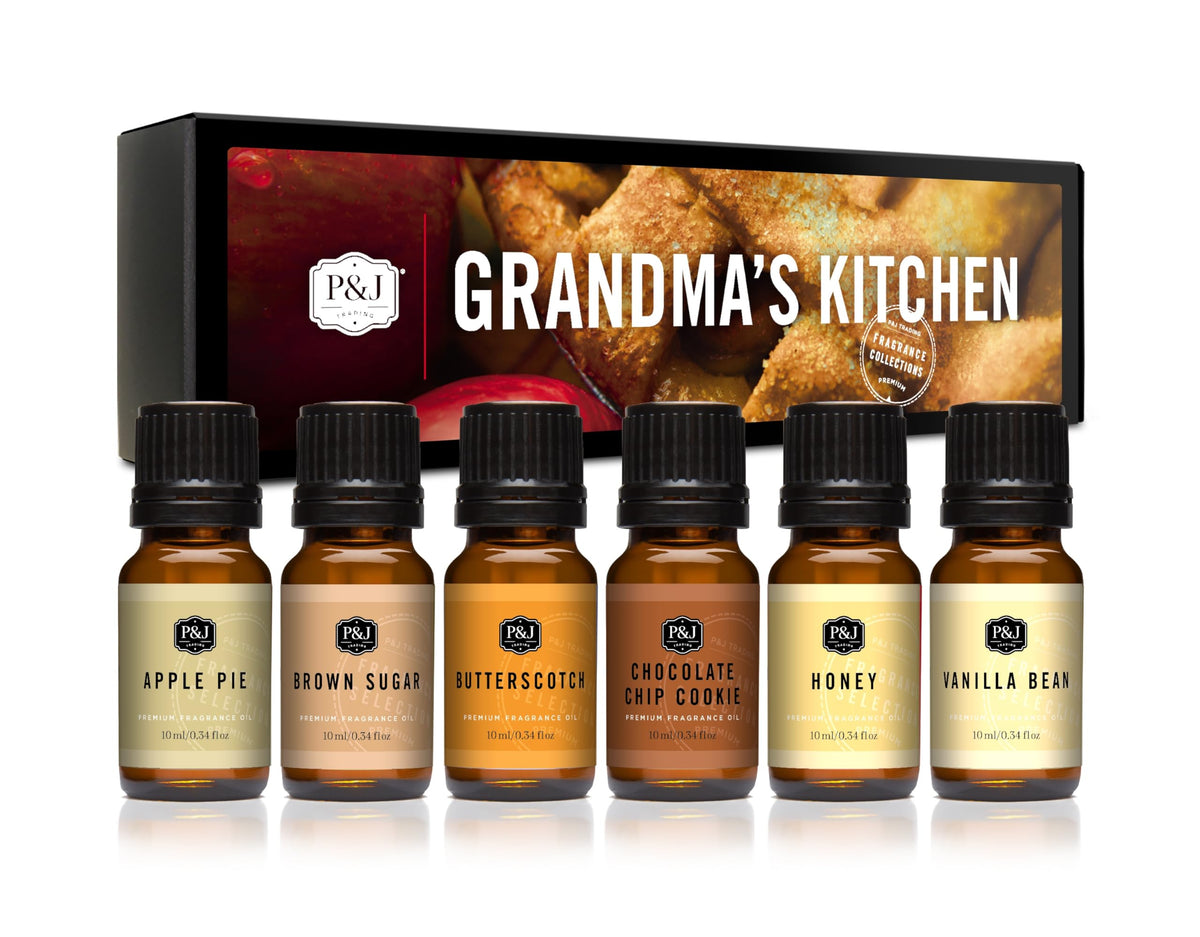 P&J Fragrance Oil Favorites Set | Fresh Cotton, Amber, Leather, Strawberry Shortcake, Lilac, Vanilla for Candle Making, Soap Making Supplies, Diffuser Oils Scents