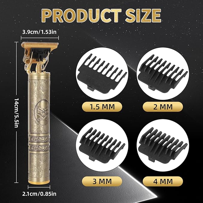ODJSY Professional Hair Clipper for Men - Rechargeable Cordless T-Blade Trimmer with 4 Guides, USB-C Fast Charge, Metal Body for Beard, Hair & Body Grooming