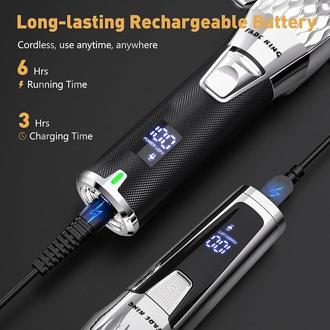 FADEKING® Professional Hair Clipper and Beard Trimmer Kit for Men, Cordless Hair Cutting & Grooming Set with Zero Gap T-Blade Trimmer, Barber Hair Trimmer for Home Use, Mens Grooming Gift for Men