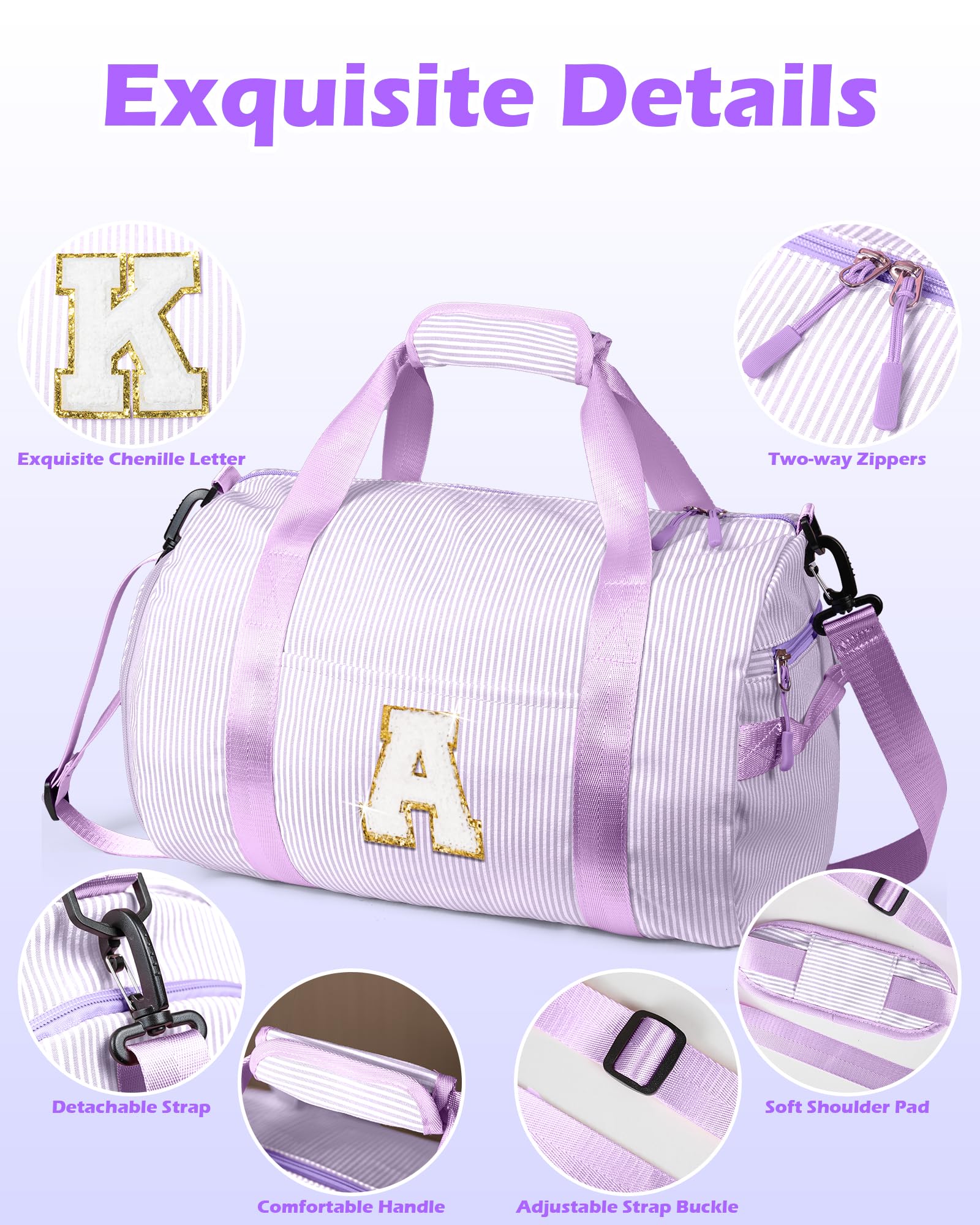 Vogewood Girls Travel Duffle Bag, Gifts for 12 Years Old Girl, Initial Bag