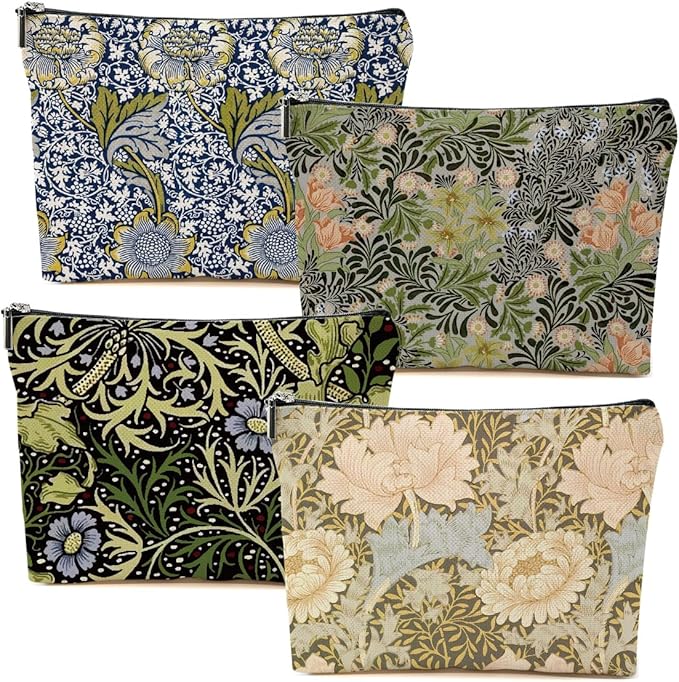 4 Packs Vintage Flowers Makeup Bag Friend Friendship Gifts for Women Girls