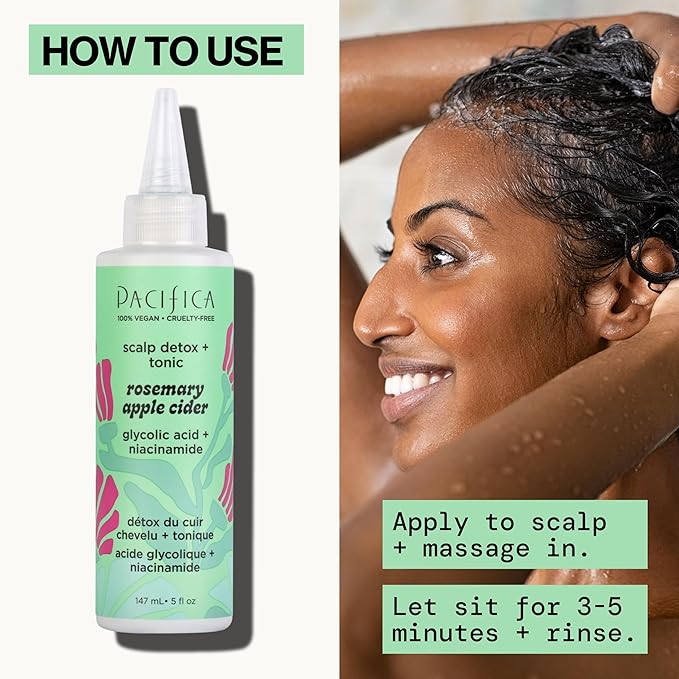 Pacifica Scalp Detox Tonic – Scalp Exfoliator with Glycolic & Salicylic Acid for Clarifying Build Up & Purifying – Infused with Rosemary to Support an Itchy, Dry Head – Vegan & Cruelty-Free – 5 oz