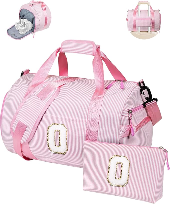 Vogewood Birthday Gift for Grandkids, Girls Travel Duffle Bag, Initial Bag