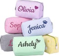 Ajiangwu Personalized Makeup Bag with Embroidered Name&Birth Flower for Bridesmaid Gifts,Custom Small Travel Cosmetic Bag Toiletry Bag Wedding Gifts for Bride
