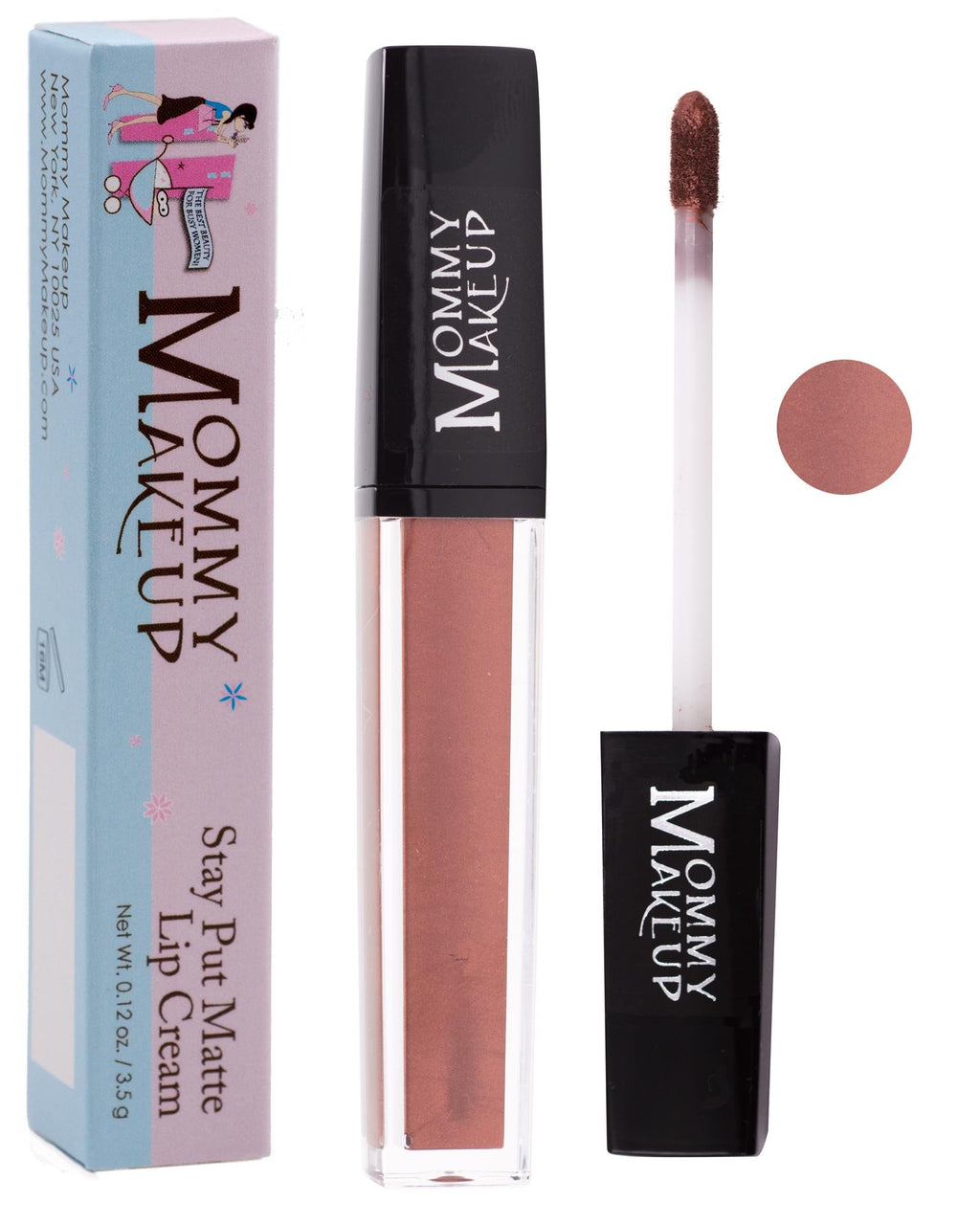 Mommy Makeup Stay Put Matte Lip Cream, Kiss-proof Lipstick (Roxie)