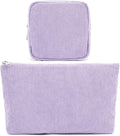 Fammart Corduroy Makeup Bag, Travel Cosmetic Bag Organizer Toiletry Bag Make Up Bags with Zipper & Compartments for Women Girls, 2PCS