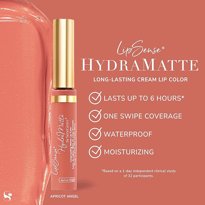 SeneGence LipSense HydraMatte Long-Lasting Liquid Lipstick – Apricot Angel, 0.25 Fl Oz. Up to 6-Hour Wear. Waterproof. Transfer-Proof Cream-to-Matte. Hydrating. Vegan. Alcohol-Free.