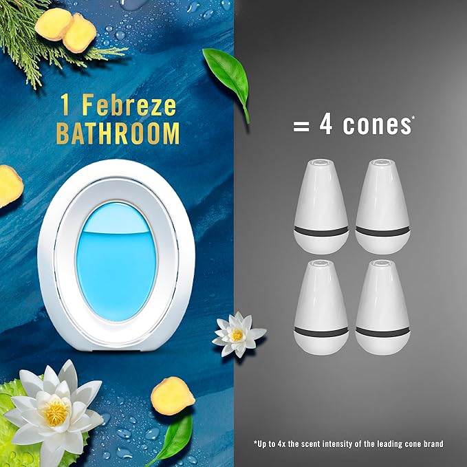 Febreze Bathroom Air Freshener Small Spaces Odor Fighter Ocean Scent 4ct