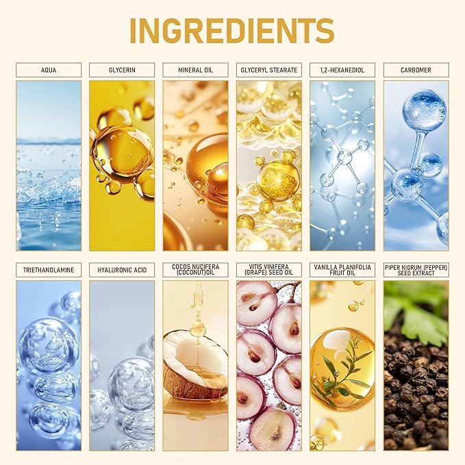 Oyshriola Champagne Body Firming Cream,Lift Body Creme,Skin Moisturizer Tightens,Anti Aging Firming Lotion,Hydrating Legs and Arms 8 Fl oz (1Pcs,Vanilla)