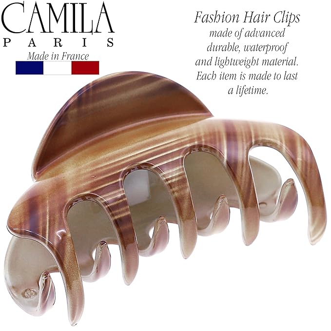 Camila Paris CP3216 French Hair Clips for Women, 3.5" Large Claw Clip Strong Hold All Day, Girl Large Claw Clips for Thick Hair, No Damage No Slip Flat Clip for Women. Made in France