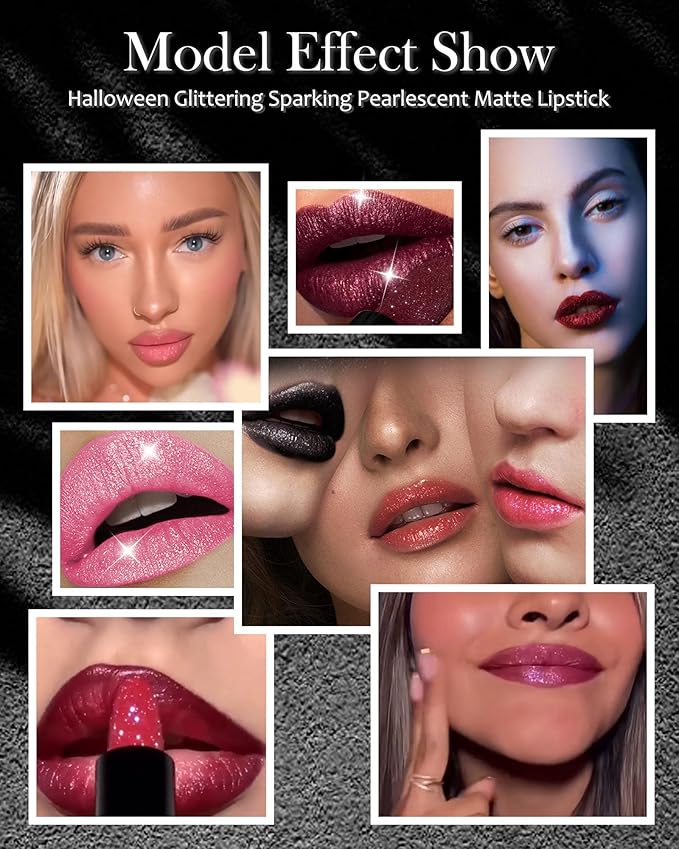 Pink Purple Glitter Lipstick, Waterproof Shimmer Lip Gloss,Christmas Makeup