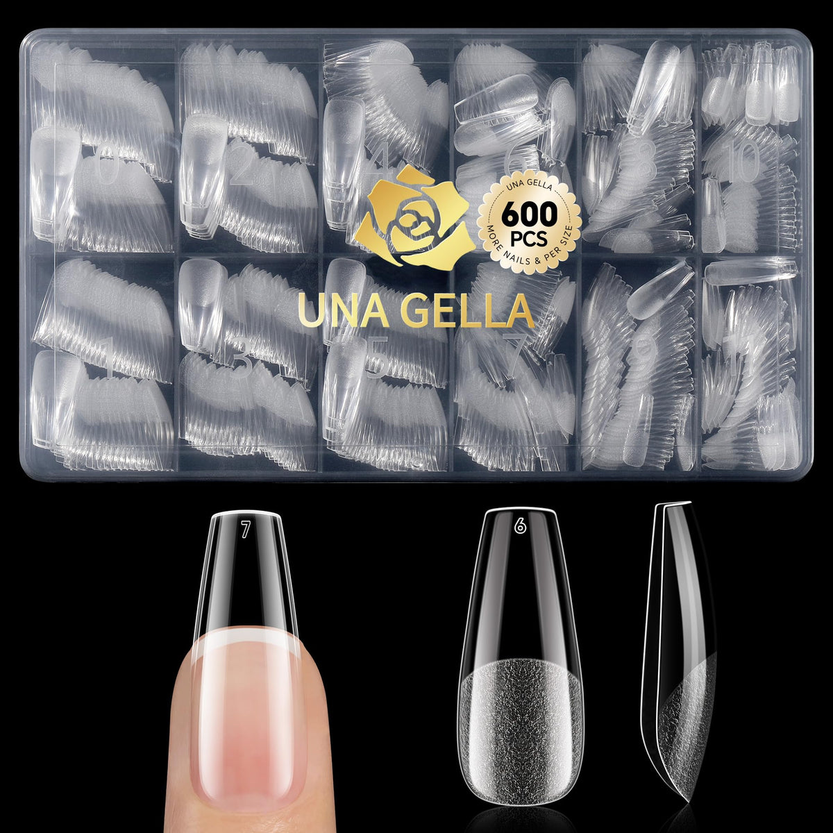 UNA GELLA 600Pcs Medium Stiletto Gel Nail Tips, Stiletto Press on Nails