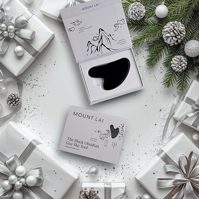 Mount Lai -The Black Obsidian Gua Sha Facial Lifting Tool | Face Sculpting Tool for Skin Care | Guasha Tool for Face and Body | Facial Massage Tools to Relieve Muscle Tension and Reduce Puffiness
