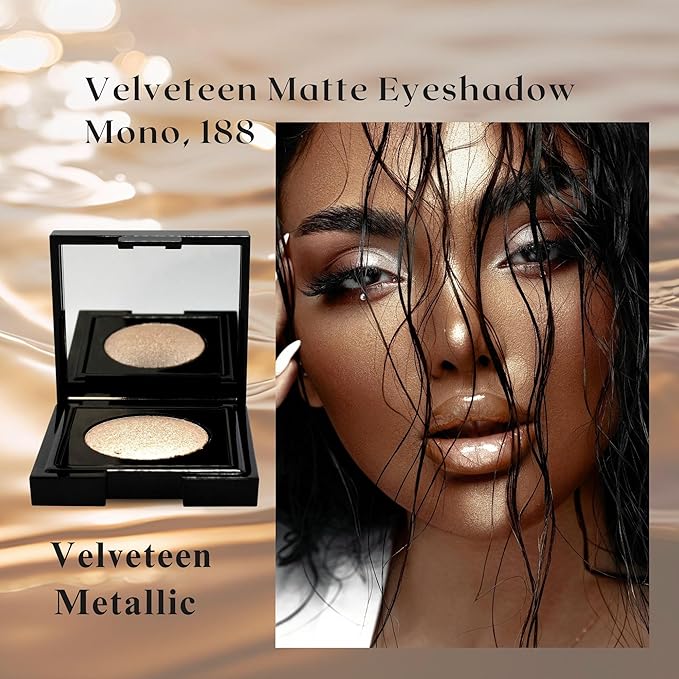Velveteen Metallic Eyeshadow Mono, 188 - Pearl Infused, Shimmer Eye Makeup - Silky-Soft, Densely Pigmented, Seamless Blend- 0.105 oz