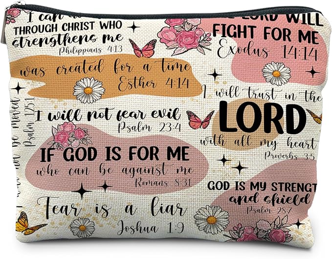 RYYCDOI Bible Verse Scripture Christian Makeup Bag, Bible Study Supplies for Women, Faith Gifts, Religious Accessories