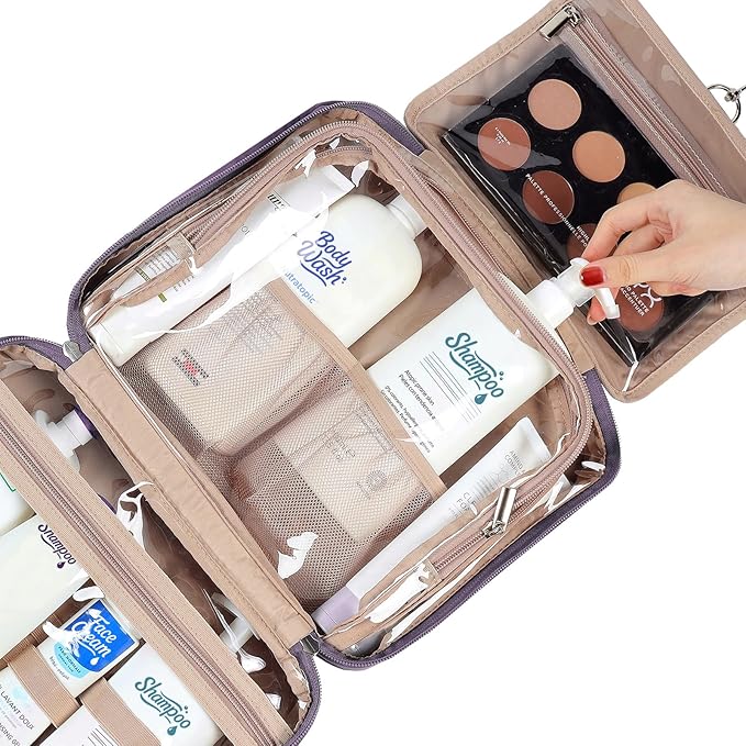 NISHEL Travel Toiletry Bag for Women Hanging Organizer Makeup Case Pockets