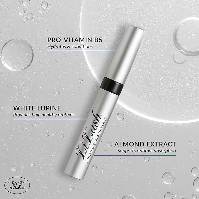 LiLash Purified Eyelash Serum for Longer & Fuller-Looking Lashes - Eyelash Enhancer, Safe for Use with Contacts, Lash Extensions, Sensitive Eyes - Vegan & Cruelty-free (2mL, 90-Day Supply)