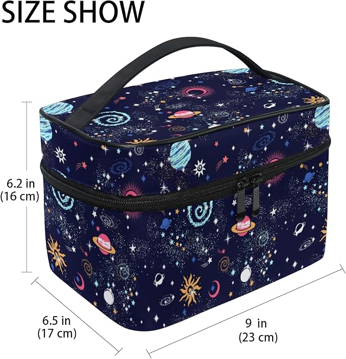MNSRUU Makeup Bag, Space Galaxy Travel Makeup Organizer Bag Cosmetic Cases Toiletry Bags for Girl Women Ladies