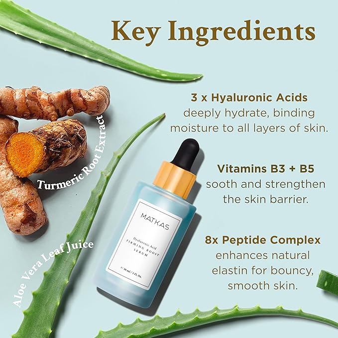 MATKAS Korean Firming Boost Hyaluronic Acid Serum for Hydration 1 Fl. Oz.