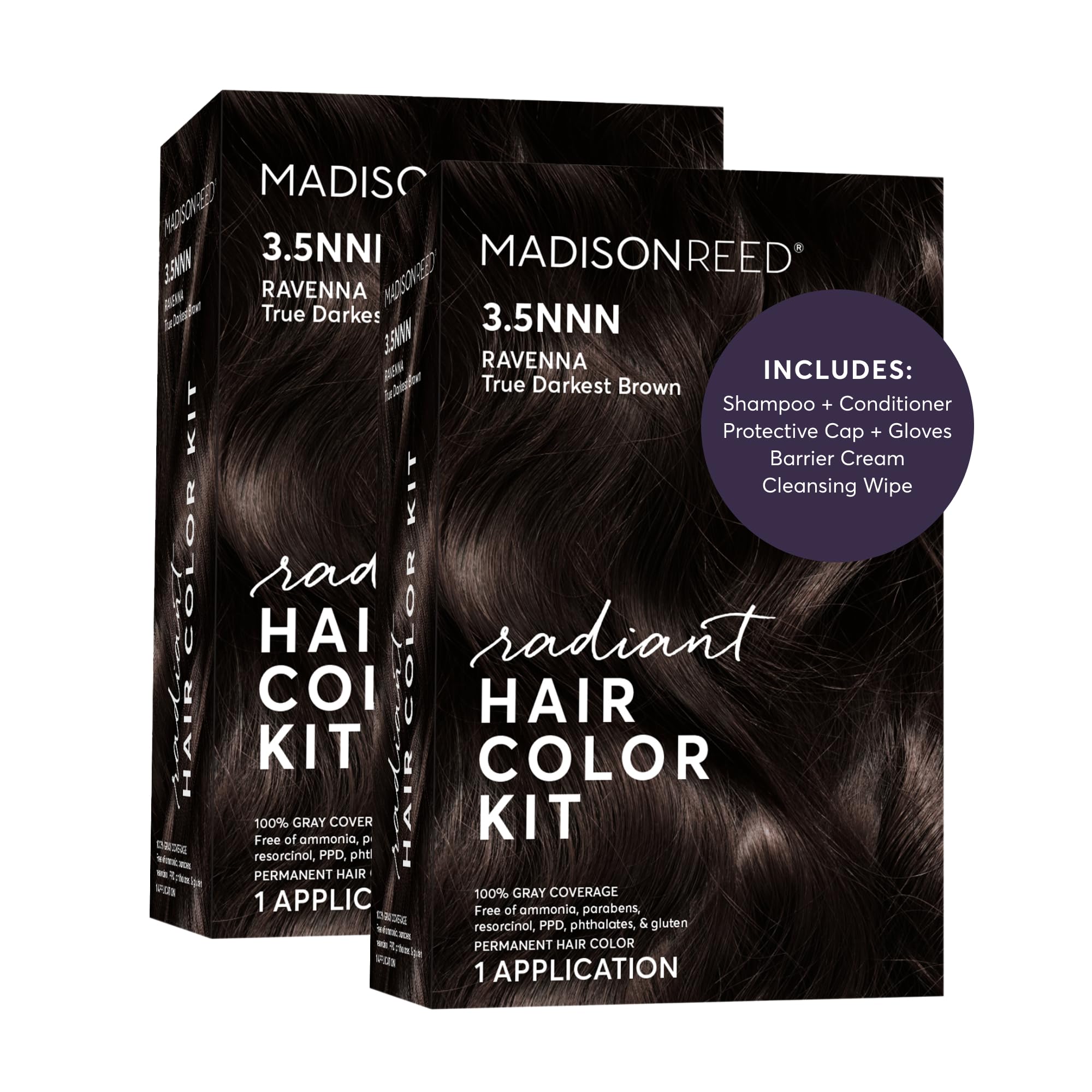 Madison Reed Radiant Hair Color Kit - 3.5NNN Darkest Brown-Black (Ravenna Brown), Permanent Hair Dye for Resistant Grays, 100% Gray Coverage | PPD-Free & Ammonia-Free, 2 Pack