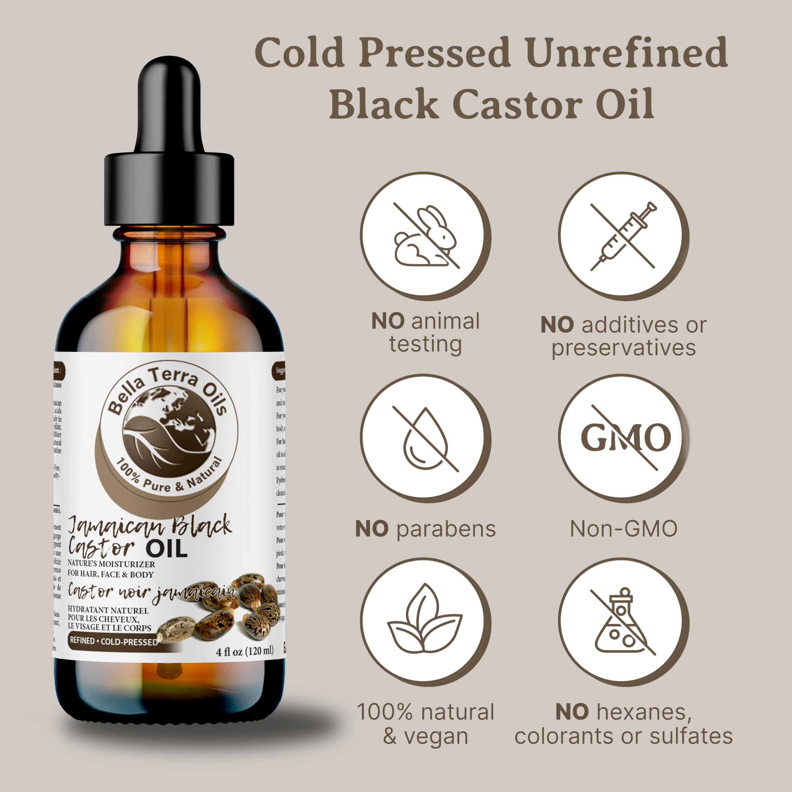 Bella Terra Oils - Jamaican Black Castor Oil 8 oz - Capturing the Essence of Nature, A Versatile Addition to Your Beauty Routine