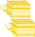 Fassave 6 Pack Mesh Zipper Pouch Bags, Double Layer Nylon Pouch with Handle for Office Travel Organization (Yellow, A5)