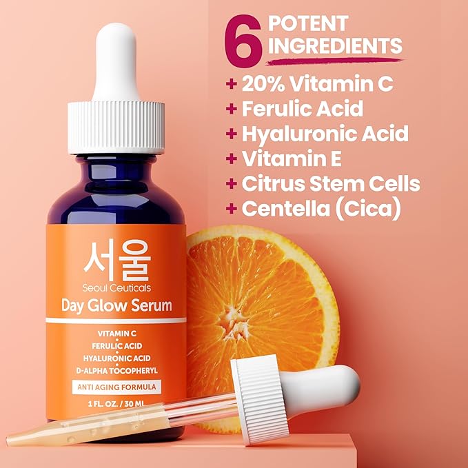 SeoulCeuticals Korean Skin Care 20% Vitamin C Serum for Face + CE Ferulic
