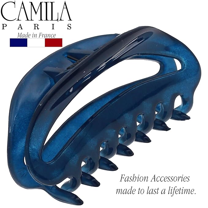 Camila Paris CP3081 French Hair Clip for Women, Small Blue, Girls Hair Claw Clip Jaw Fashion Durable Styling Hair Accessories for Women, Ladies Strong Hold No Slip Grip Clamp, Made in France