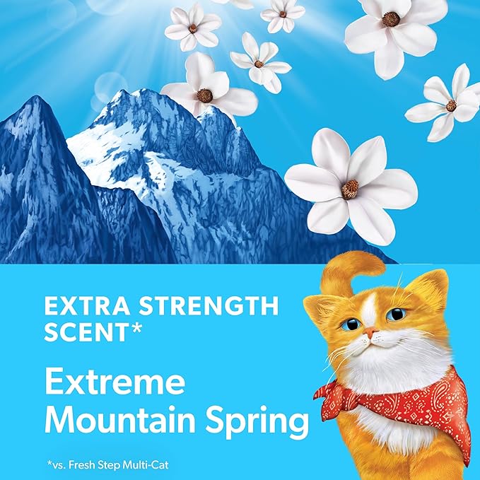 Fresh Step Advanced Extreme Clump Multi Cat Clumping Litter with Febreze Freshness, Mountain Spring Scent, Ammonia Block Technology, Low Dust, Low Tracking, 18.5 lb. Box, Pack of 2