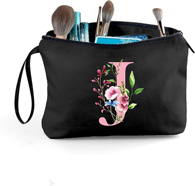 A-Z Personalized Makeup Bag with Mirror, Birthday Gifts for Women, Friend,J