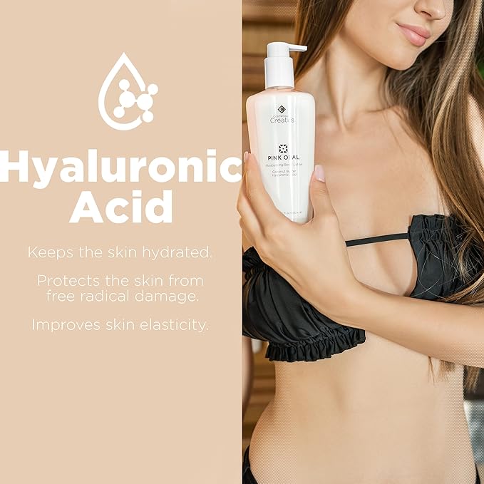 Cosmétiques Créatifs Pink Opal Moisturizing Shimmering Body Lotion with Coconut Butter and Hyaluronic Acid, 8.5 fl. oz.