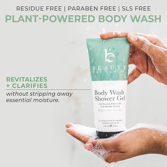 Peppermint Tea Tree Oil Shower Gel Body Wash - Made in USA & Non Toxic